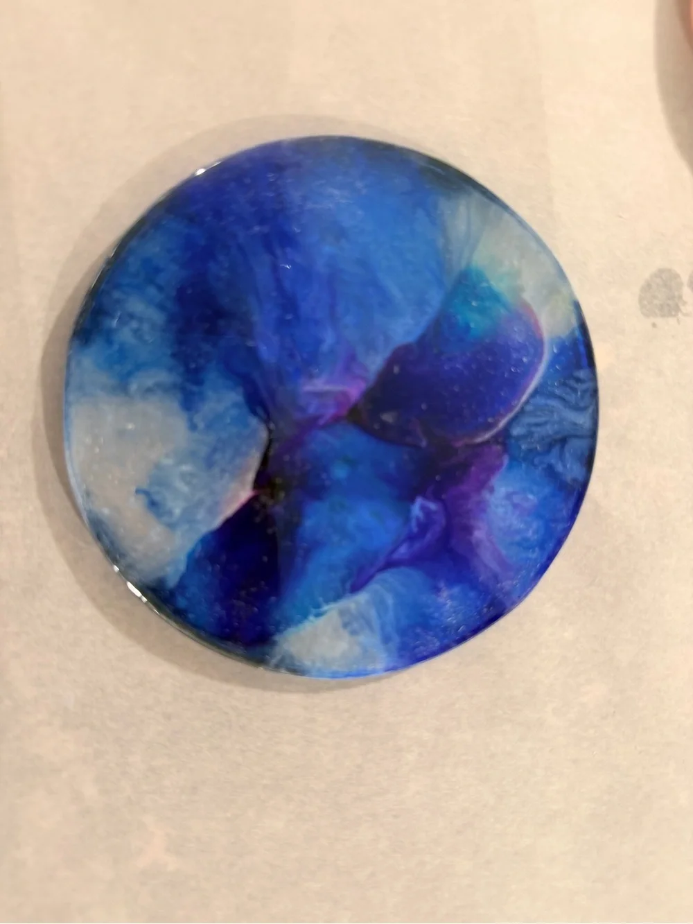 Set of 3 Hand-Poured Round Resin Coasters - Blue, Orange, Green